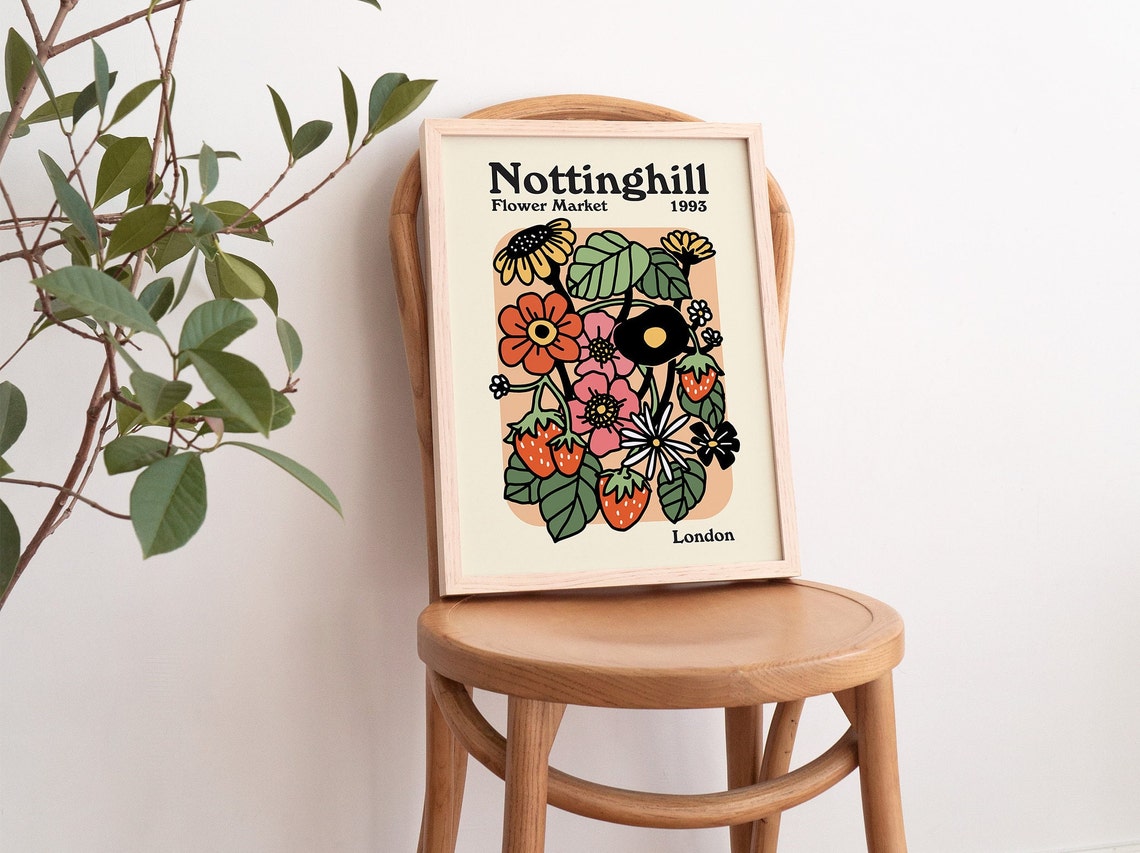 Nottinghill Flower Market 1993 London Strawberry Floral Poster - Image 3