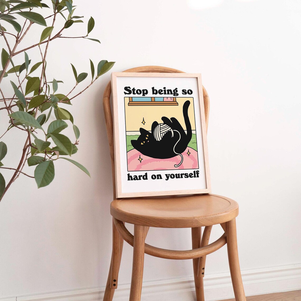 Colorful Cat Quote Poster, Retro Eclectic Cat Art - Image 4