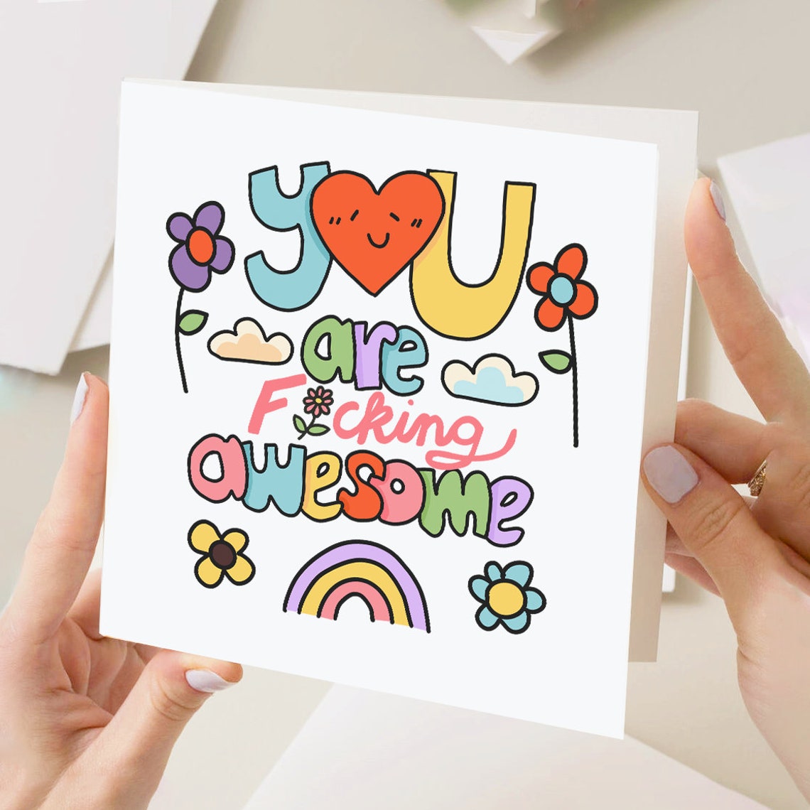 You Are Fucking Awesome Custom Thank You Card Birthday Card Appreciation Card Teacher Greeting Card Personalised Card Friendship Card