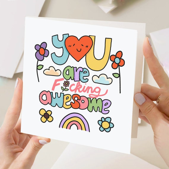 You Are Fucking Awesome Custom Thank You Card Birthday Card Appreciation Card Teacher Greeting Card Personalised Card Friendship Card