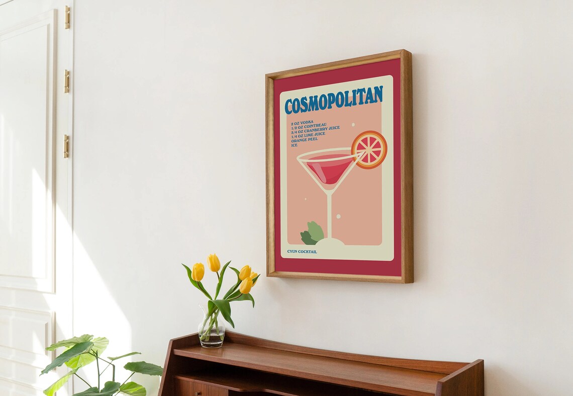 Cosmopolitan Cocktail Recipe Kitchen Bar Poster - Image 2