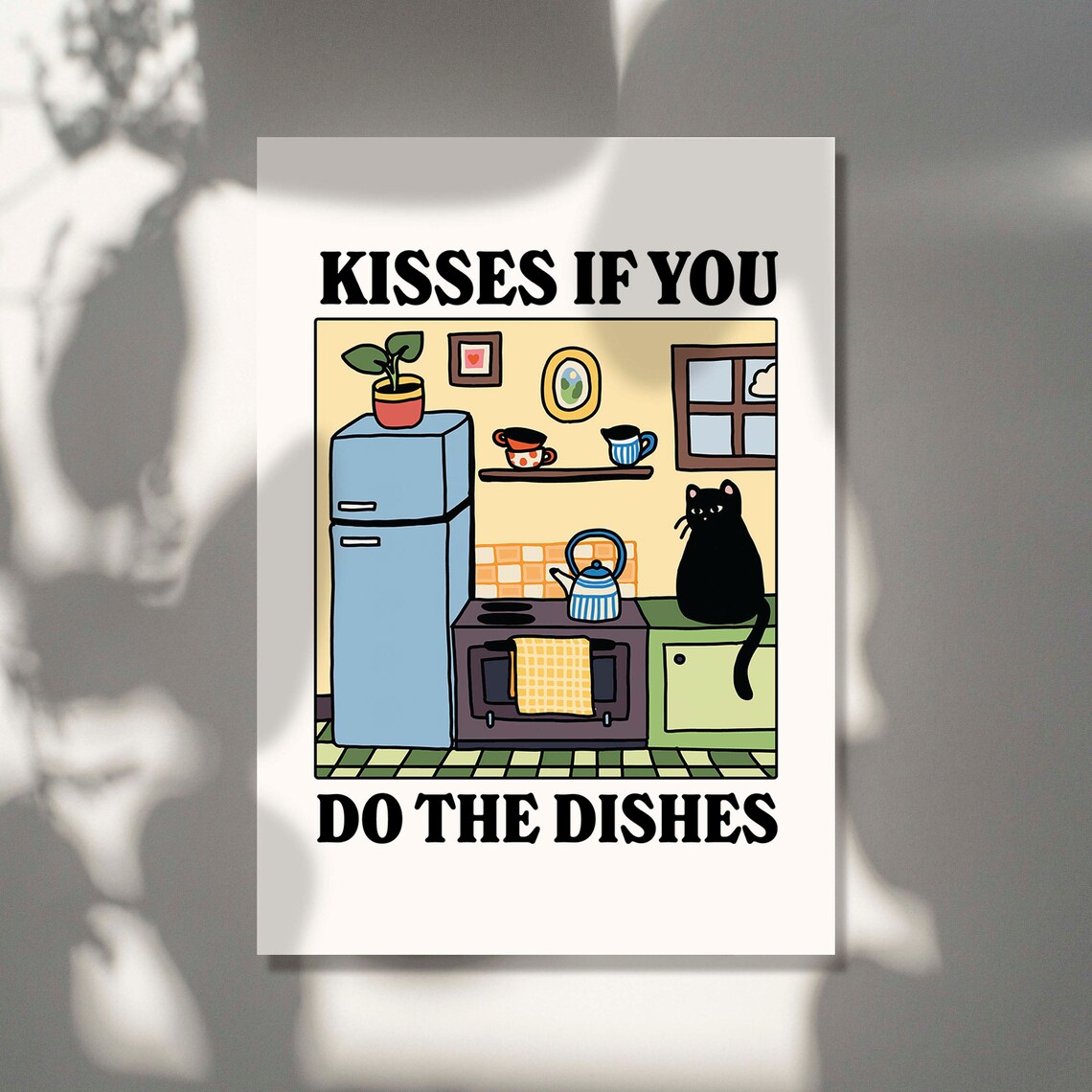 Kisses If You Do The Dishes Cat Retro Diner Poster - Image 2