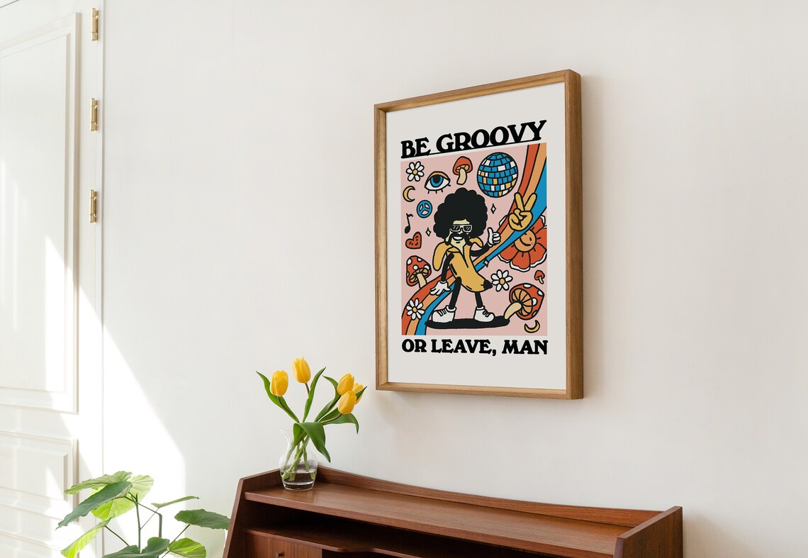 Be Groovy Or Leave Retro 80s Typography Art Print - Image 2