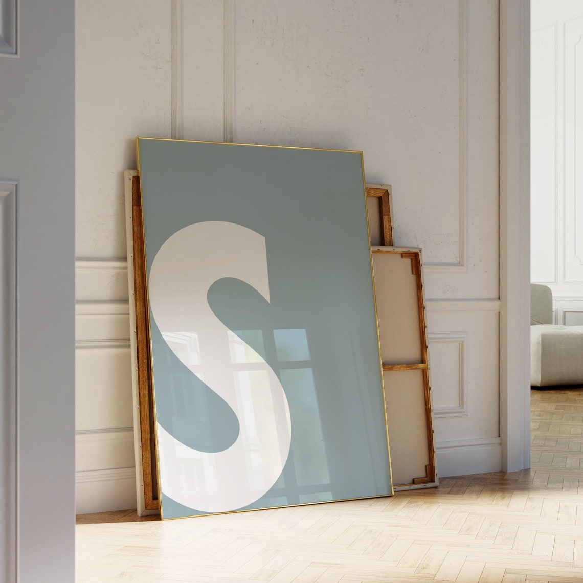 Letter S Print Baby Blue Alphabet Poster