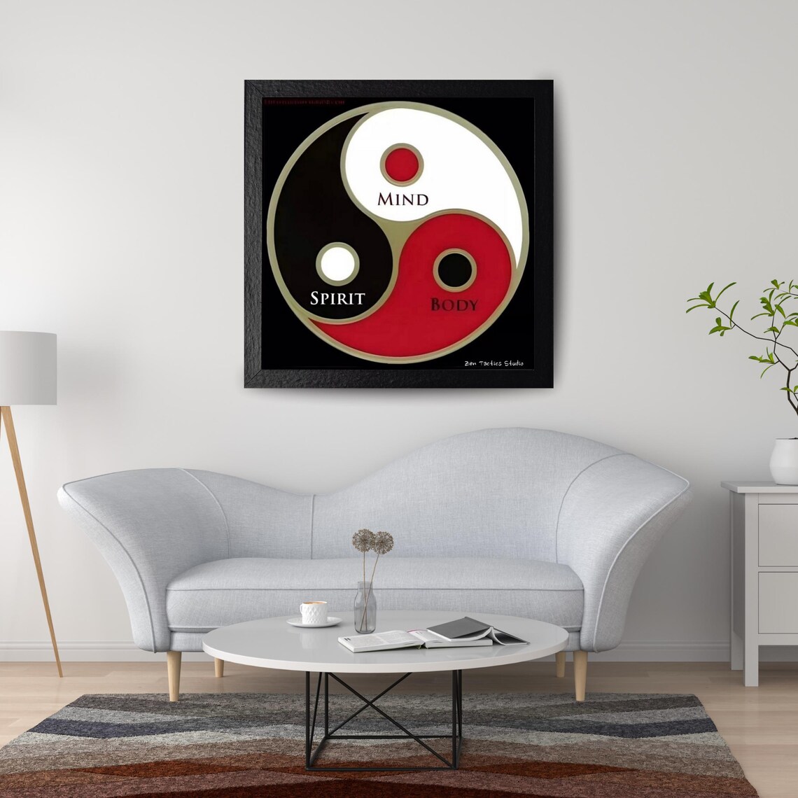Mind Spirit Body Balance Symbol Red Black White Zen Harmony Poster