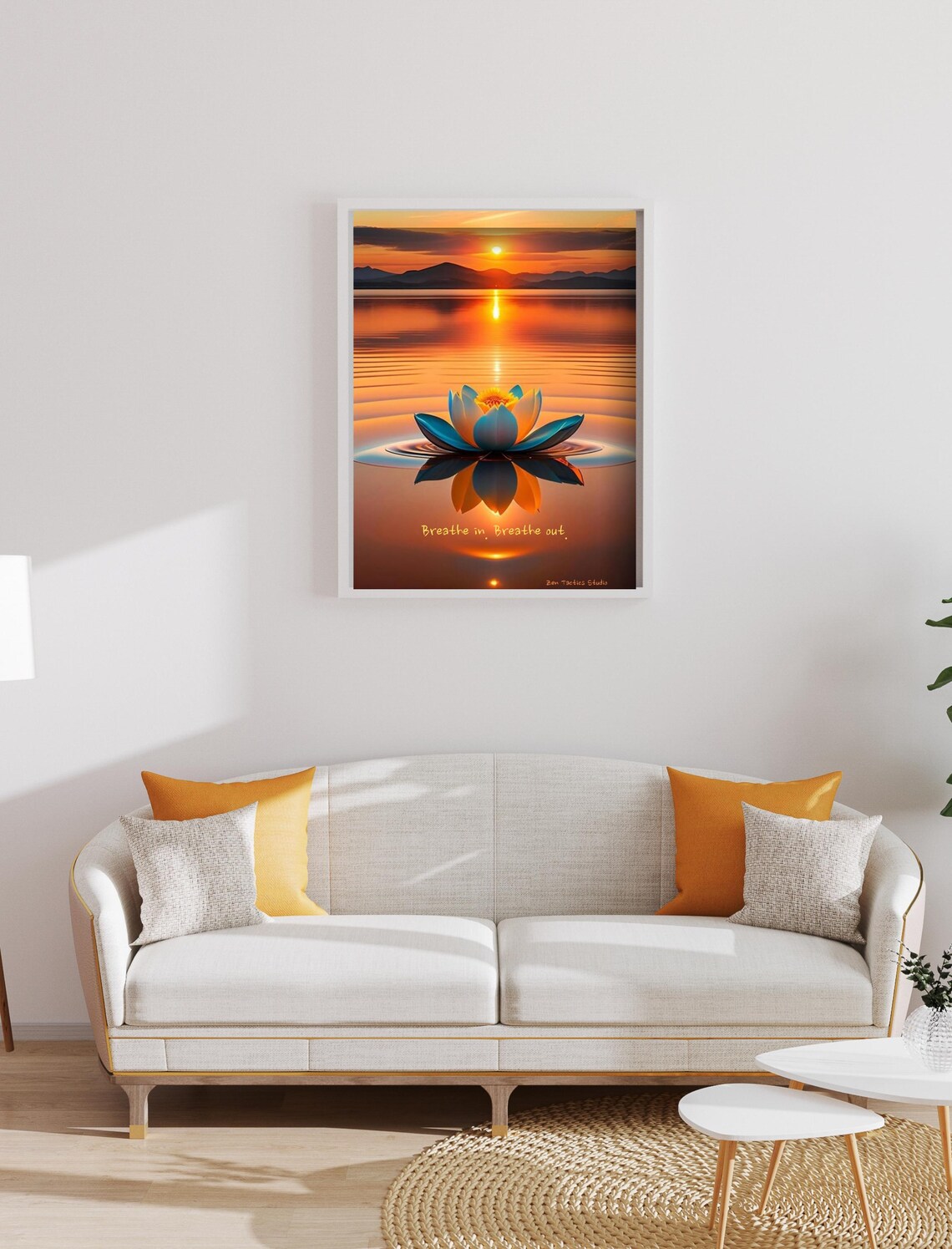 Breathe In Breathe Out Lotus Sunset Lake Meditation Zen Art Poster