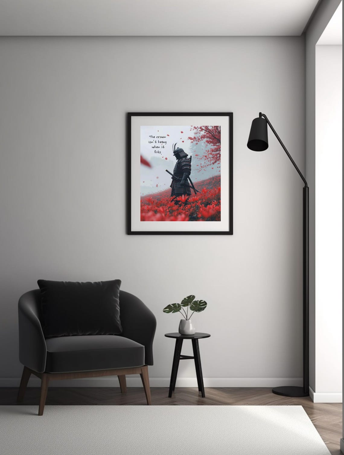 The Crown Isnt Heavy When It Fits Samurai Red Flowers Zen Poster
