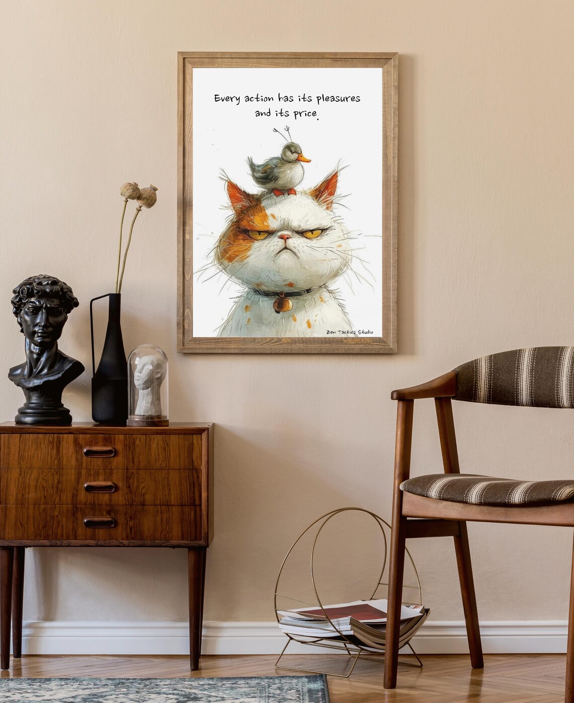 Grumpy Cat With Duckling On Head Every Action Pleasures Price Poster