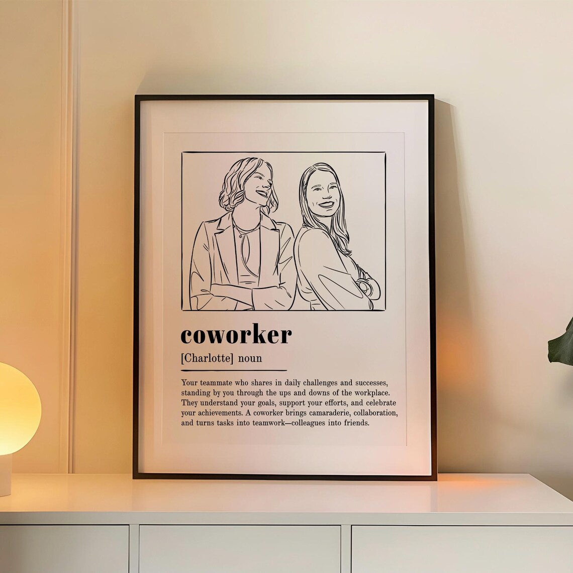 Custom Coworker Definition Poster Minimalist Line Drawing Unique Office Decor Friends Workmate Team Gift Farewell Appreciation Keepsake