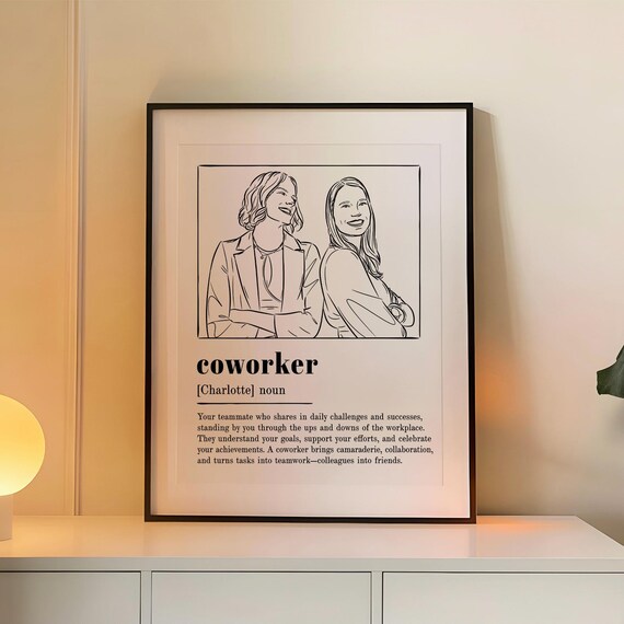 Custom Coworker Definition Poster Minimalist Line Drawing Unique Office Decor Friends Workmate Team Gift Farewell Appreciation Keepsake