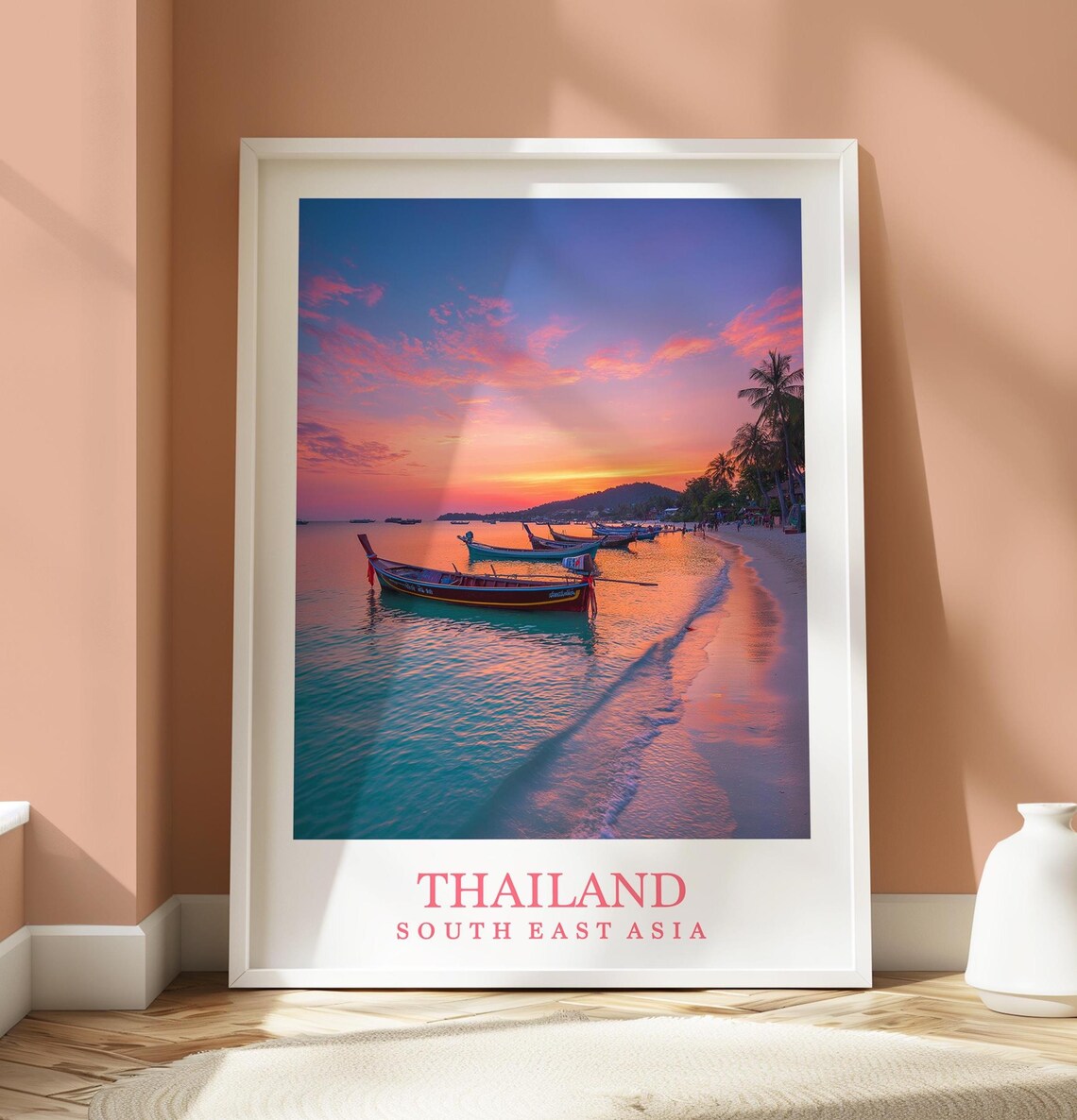 Thailand Travel Poster, Sunset Beach Art