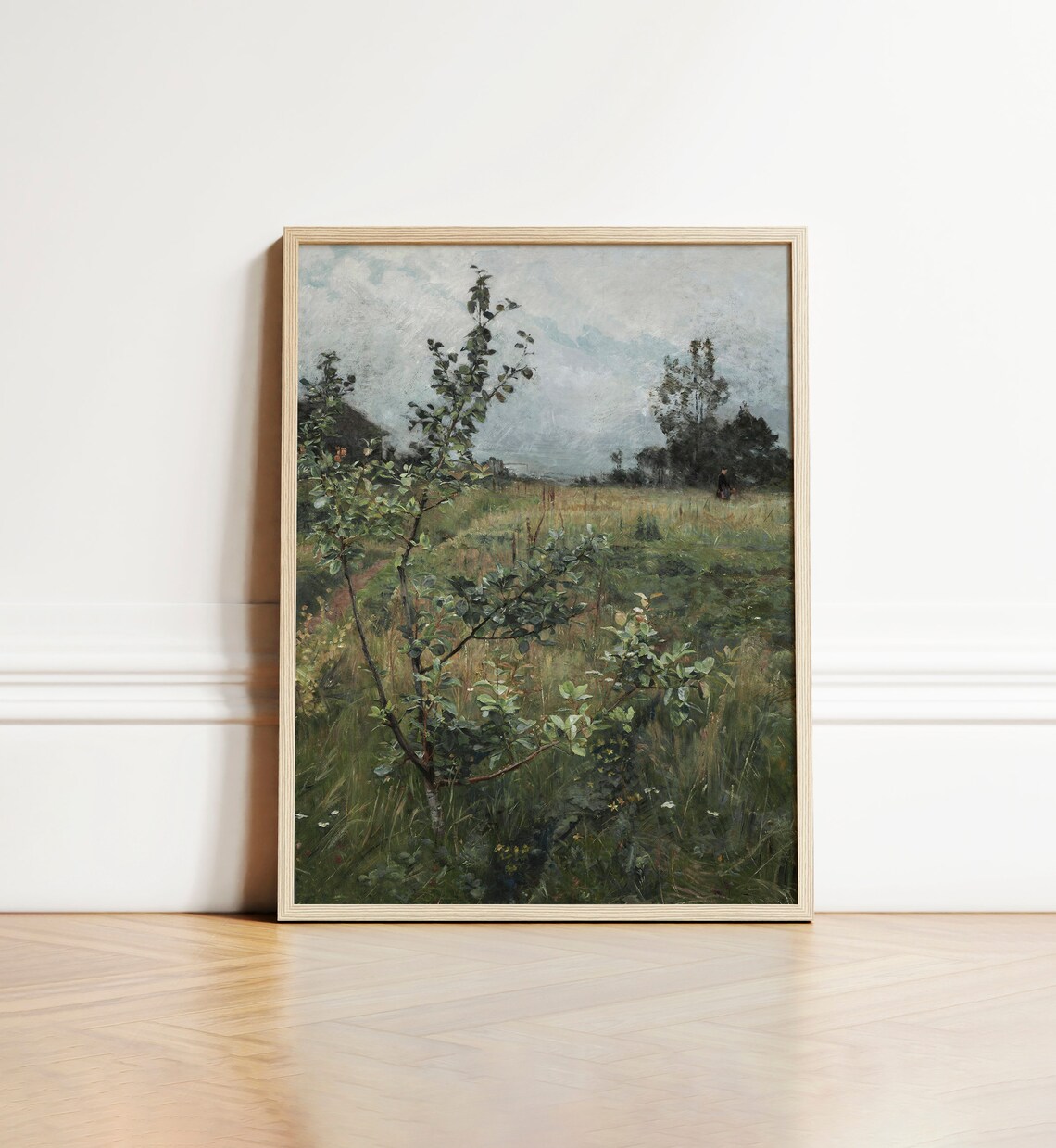Vintage Field Landscape Painting, Antique Meadow Art - Image 3