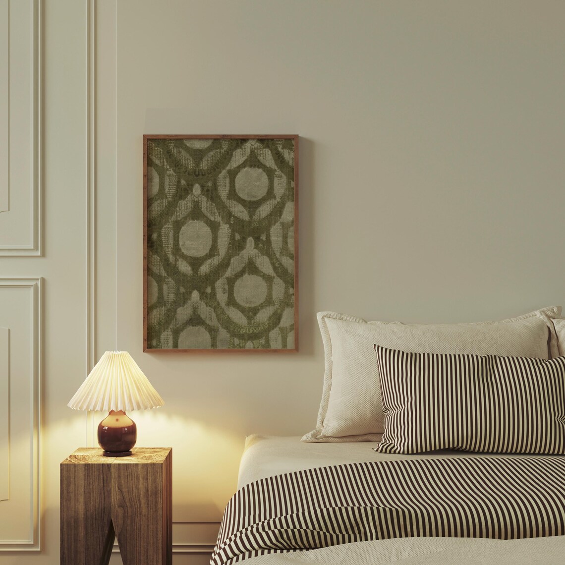 Vintage Olive Green Tapestry Floral Art Print - Image 5