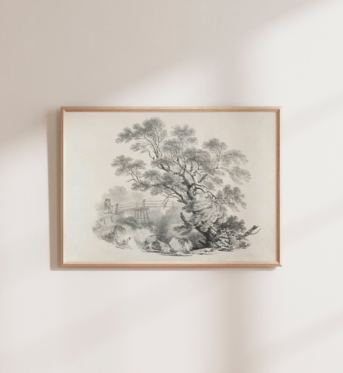 Vintage Black and White Tree Sketch Art Print - Image 5