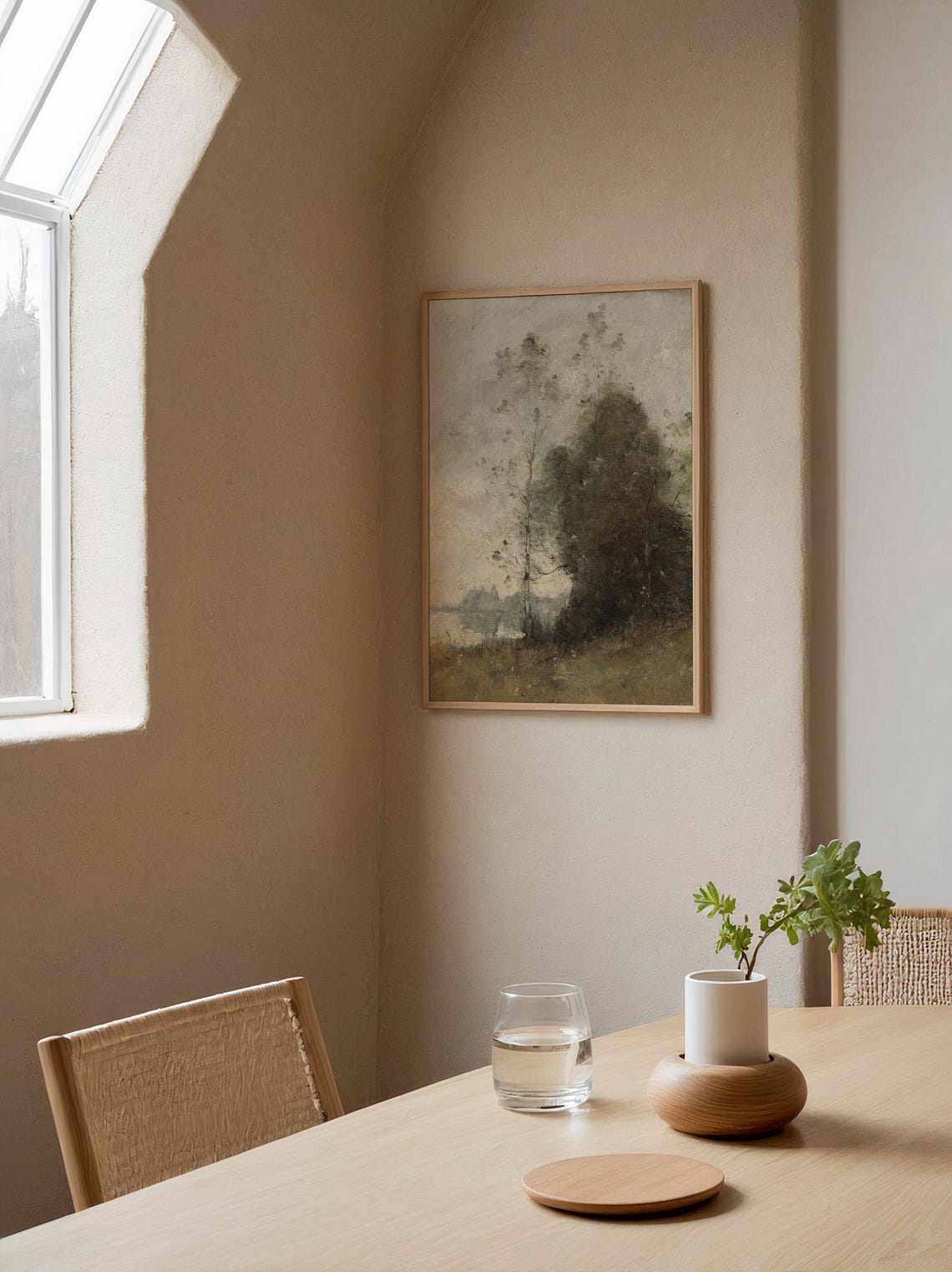 Vintage Tree Landscape Painting Farmhouse Cottage Style Art - Image 4