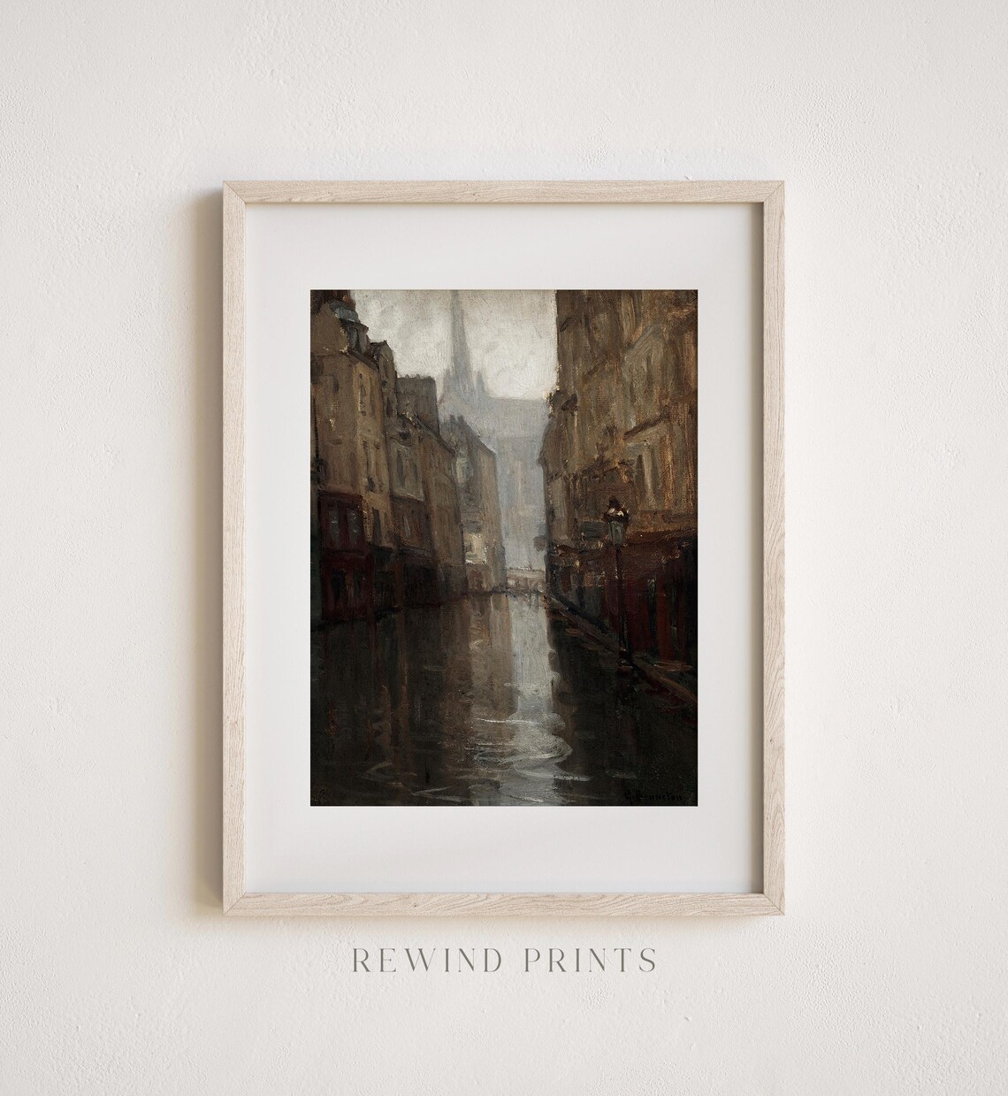 Antique Dark Moody City Landscape, Vintage Art Print - Image 3