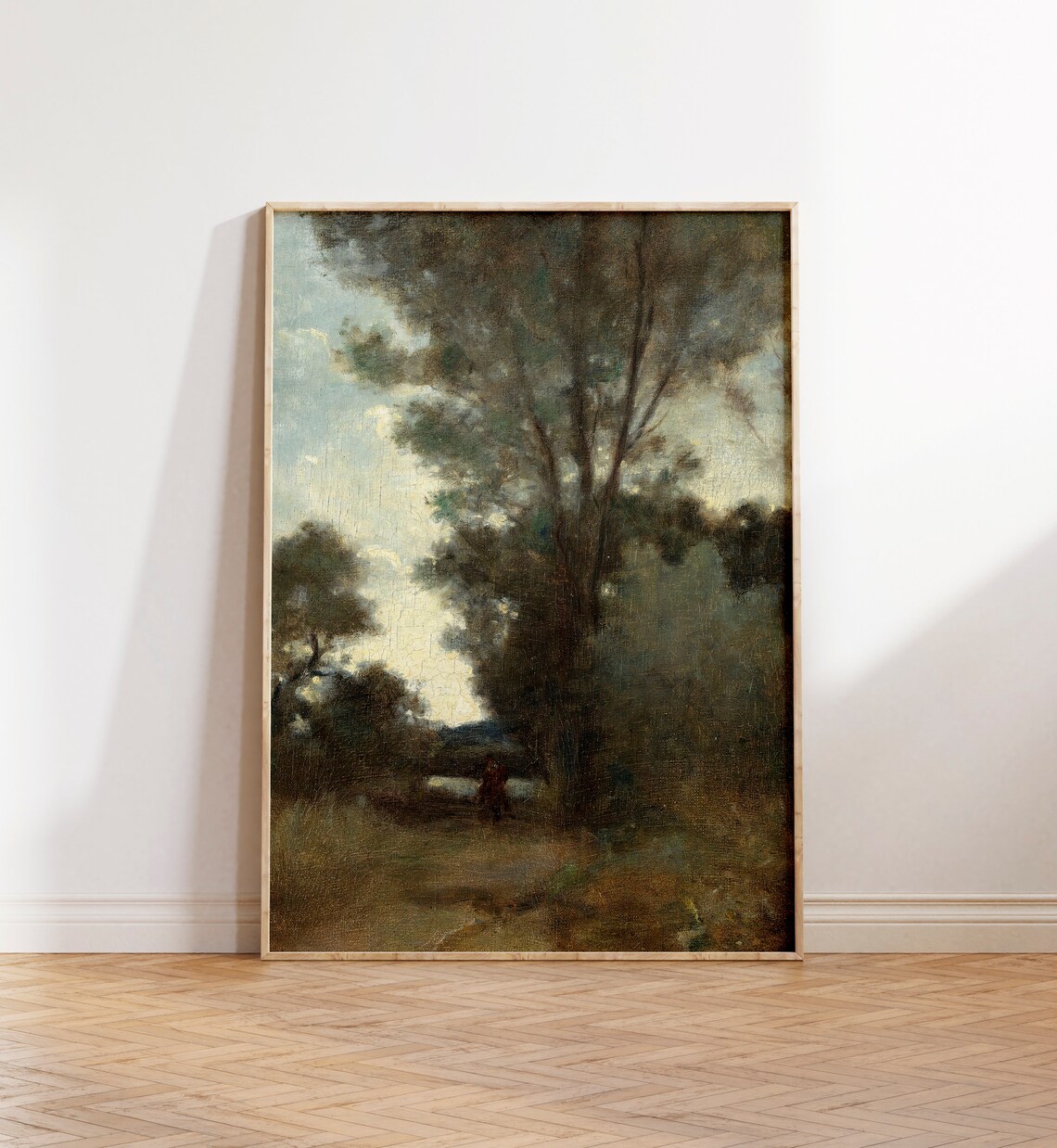 Vintage Forest Tree Painting, Rustic Landscape Art Print - Image 4