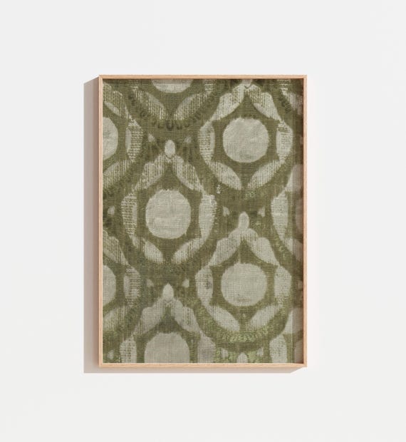 Vintage Olive Green Tapestry Floral Art Print