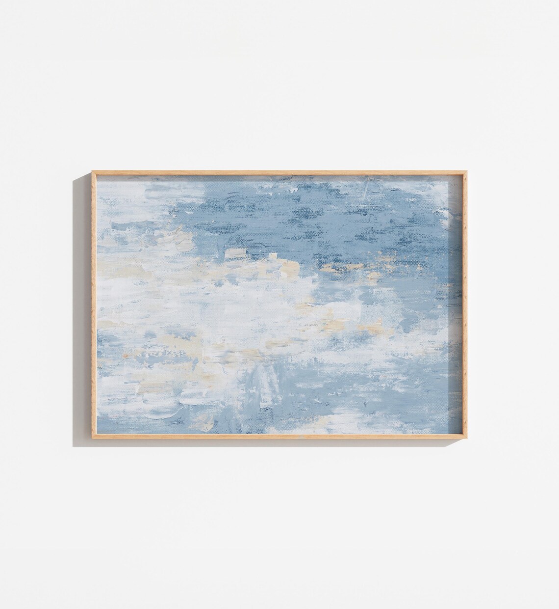 Vintage Abstract Oil Painting, Blue And White Art Print