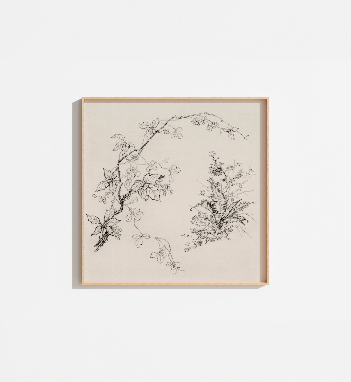 Vintage Floral Ink Drawing Botanical Art Print
