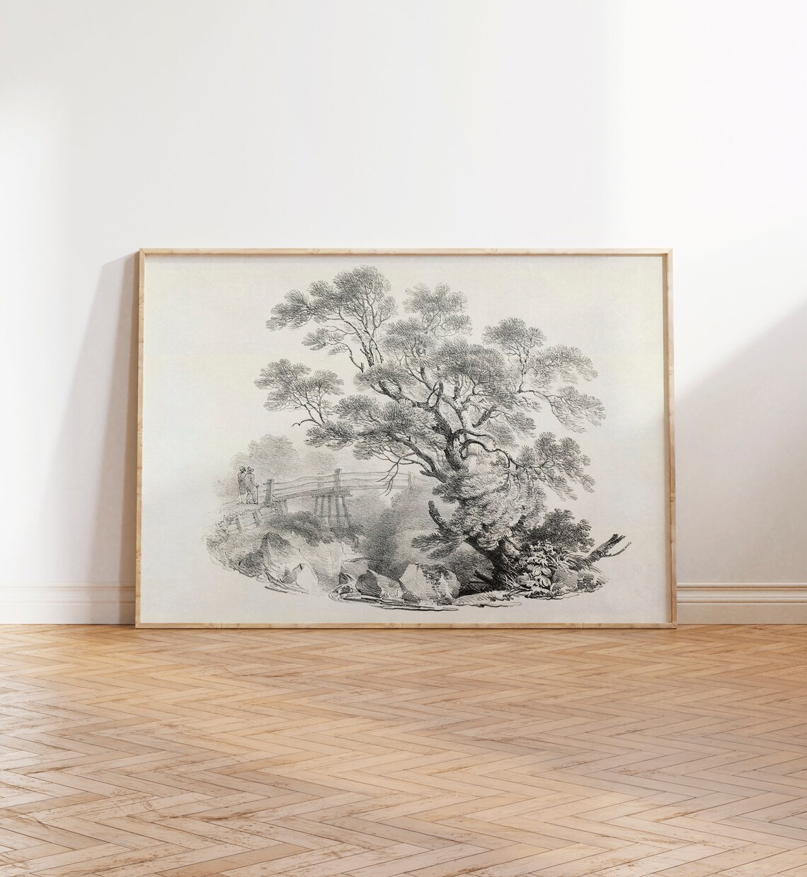 Vintage Black and White Tree Sketch Art Print - Image 4