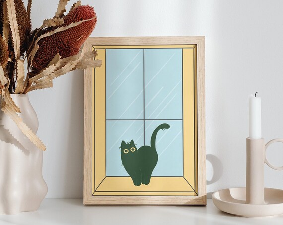 Cat Poster A4 A3 A2 Vintage Retro Print Kitchen Wall Art Decor Funny Cute Kitten Lover Illustration Gift Pet Dog Animal