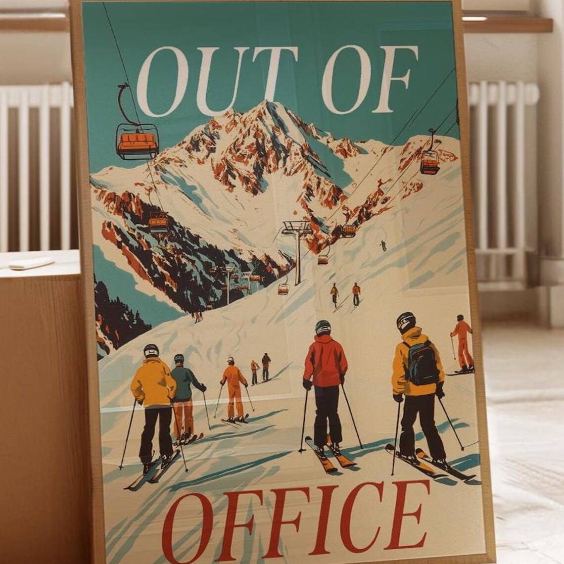 Out Of Office Print Apres Ski Wall Art Newspaper Magazine Print Apres Ski Poster Winter Sports Ski Lodge Print