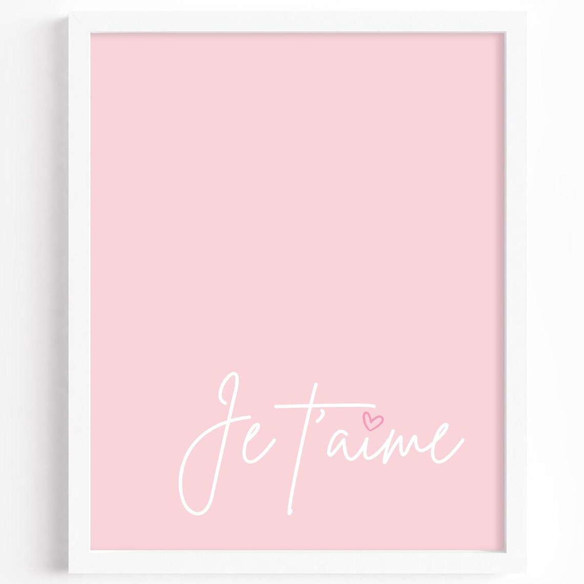 Je Taime French Quote Pink Minimalist Love Typography Wall Art