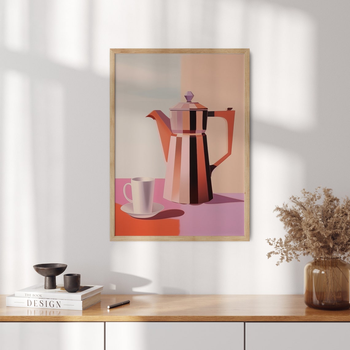 Moka Pot Modern Geometric Abstract Espresso Coffee Art Kitchen Poster - Image 2