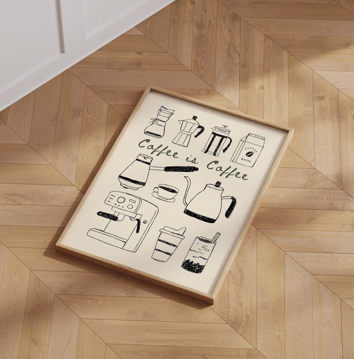 Coffee Is Coffee Brew Methods Hand Drawn Barista Illustration Poster - Image 2
