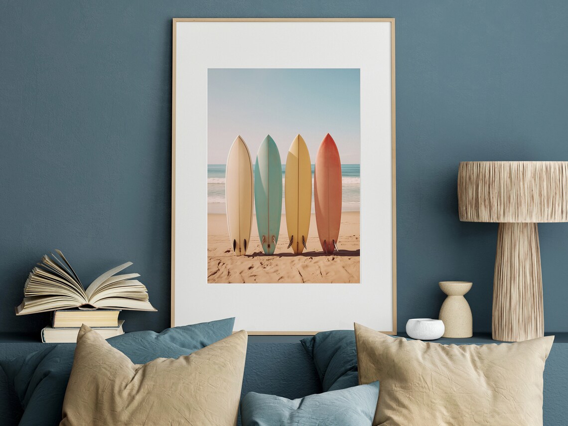 Surfboard Print Tropical Coast Wall Art Modern Beach Print Surfboard Decor Beach House Decor Boho Surfboard Print File - Image 2