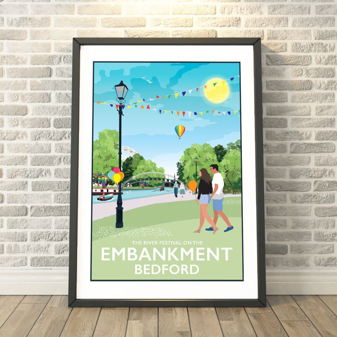 Bedford Embankment River Festival Bunting Flat Travel Poster