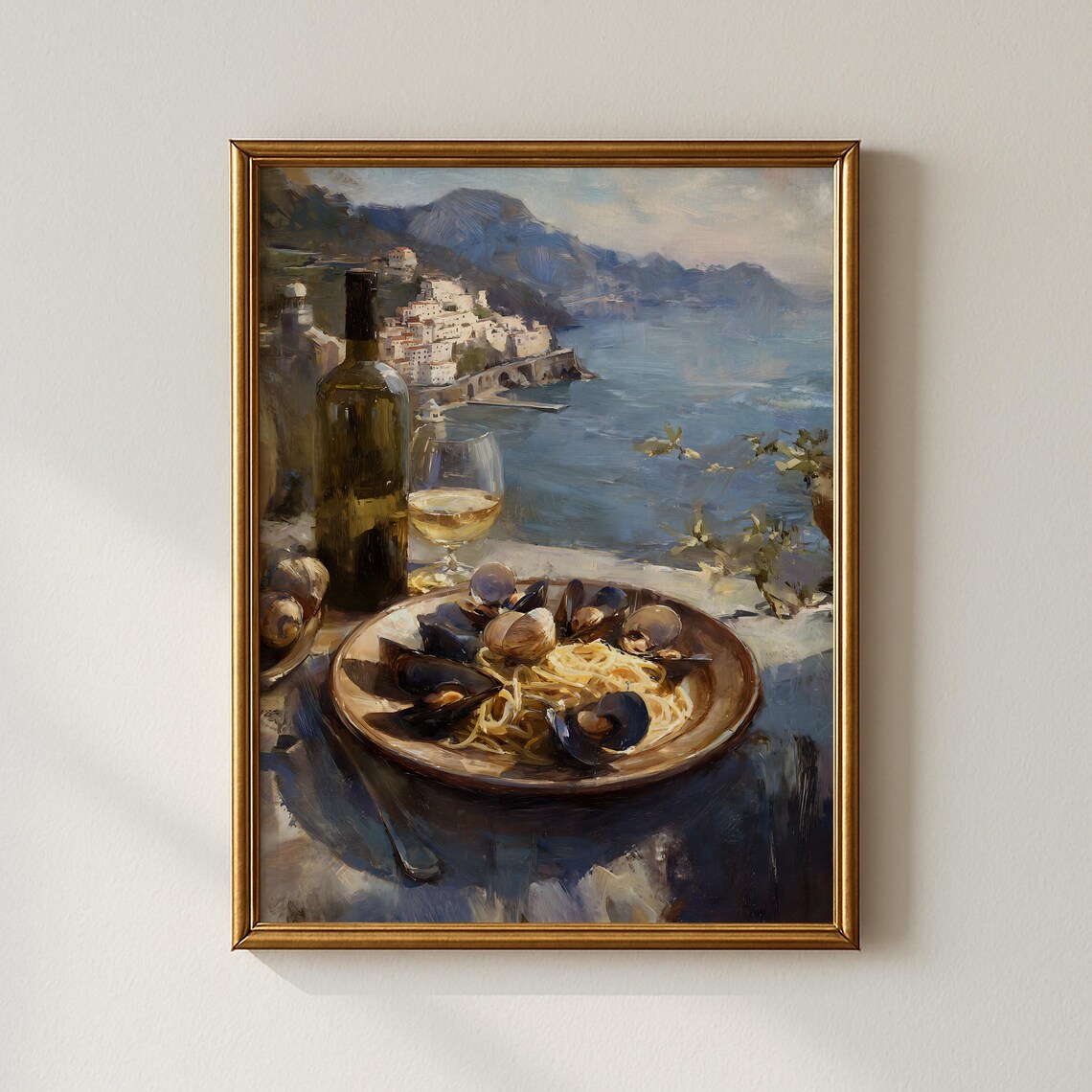 Mediterranean Rustic Italian Travel Poster, Coastal Decor