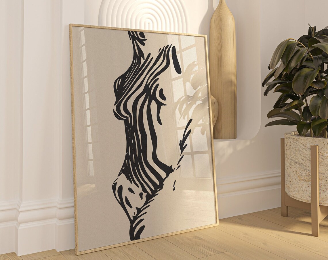 Woman Figure Art Print, Mid-Century Modern Abstract