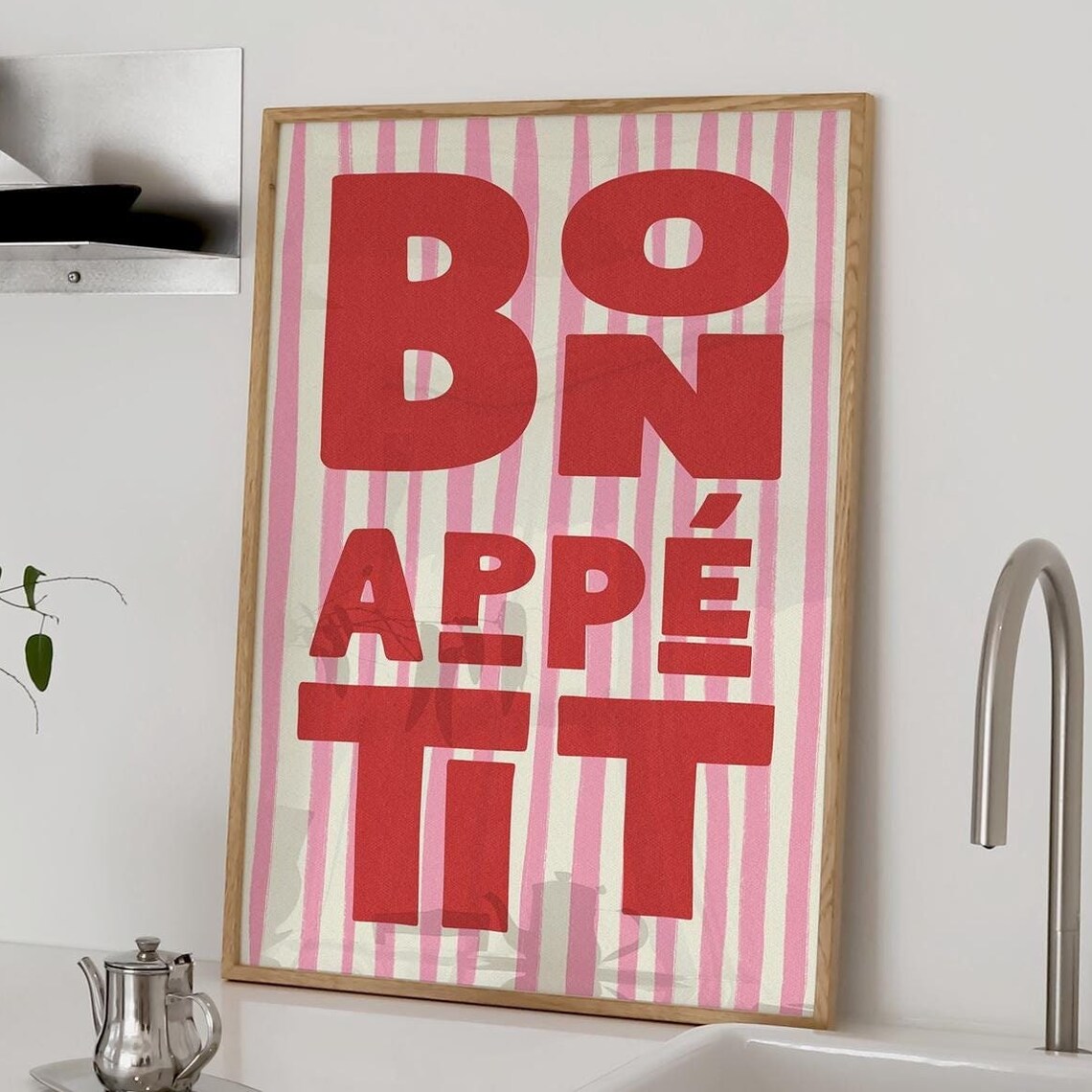 Bon Appetit Kitchen Wall Art, French Quote Poster