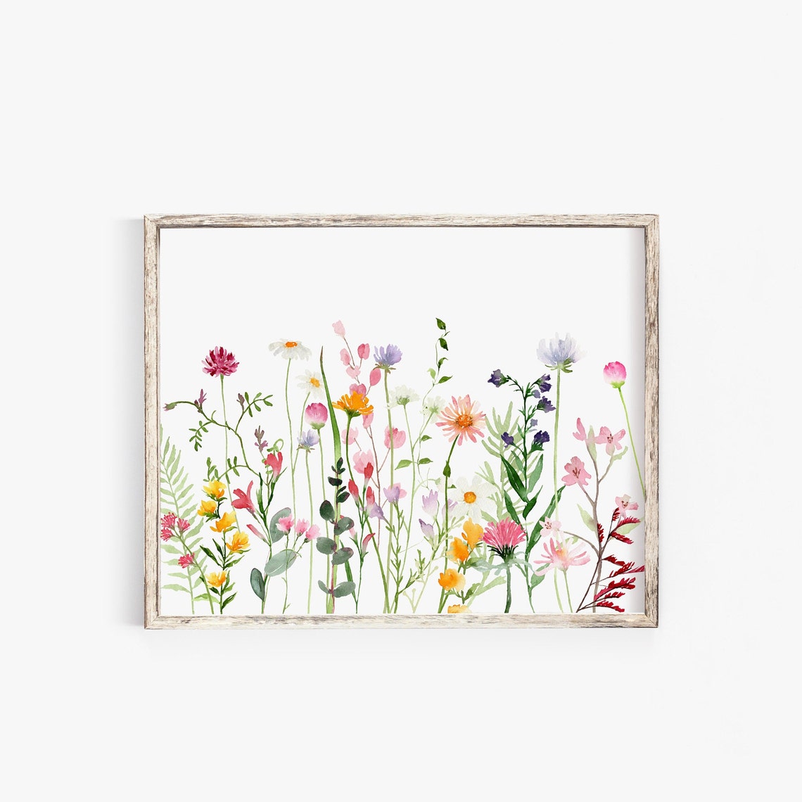 Wildflower Meadow Watercolor Floral Row Spring Botanical Decor Poster - Image 2