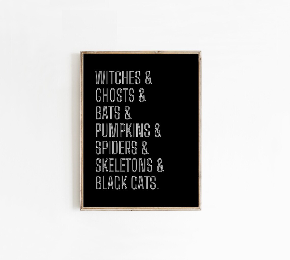 Halloween Witches Ghosts Bats Pumpkins Spiders Skeletons Black Cats Print - Image 2