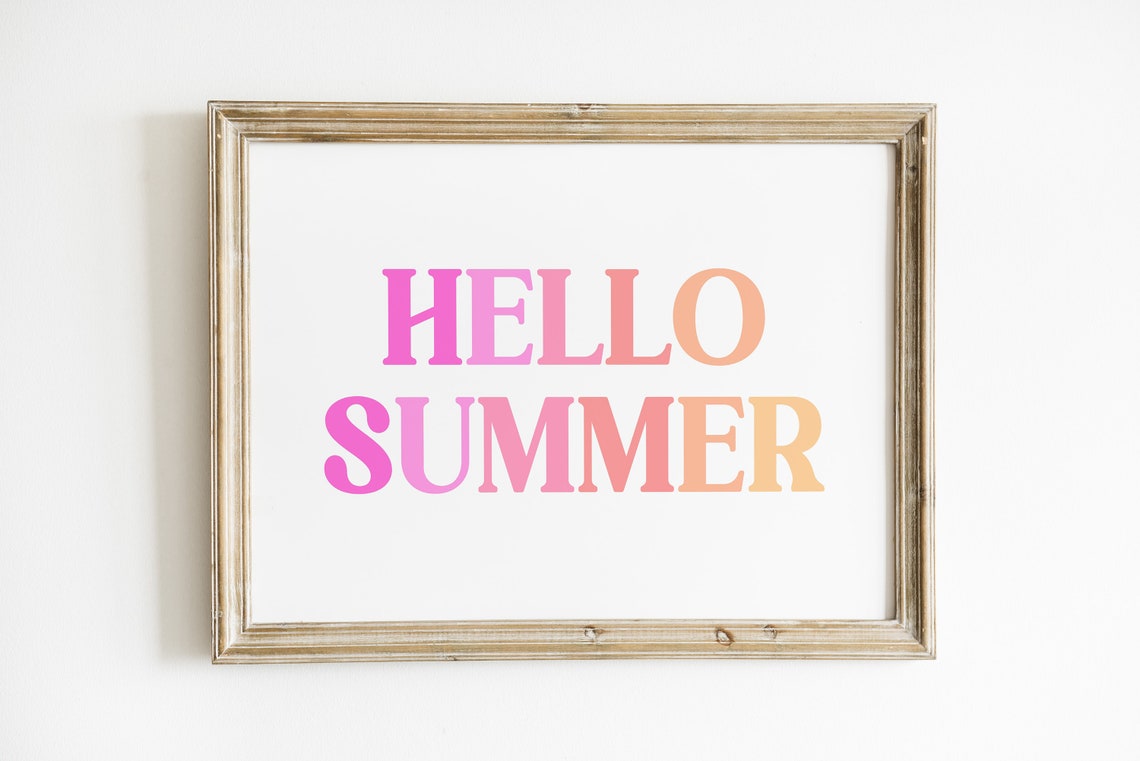 Hello Summer Pastel Ombre Typography Seasonal Wall Print Decor - Image 2