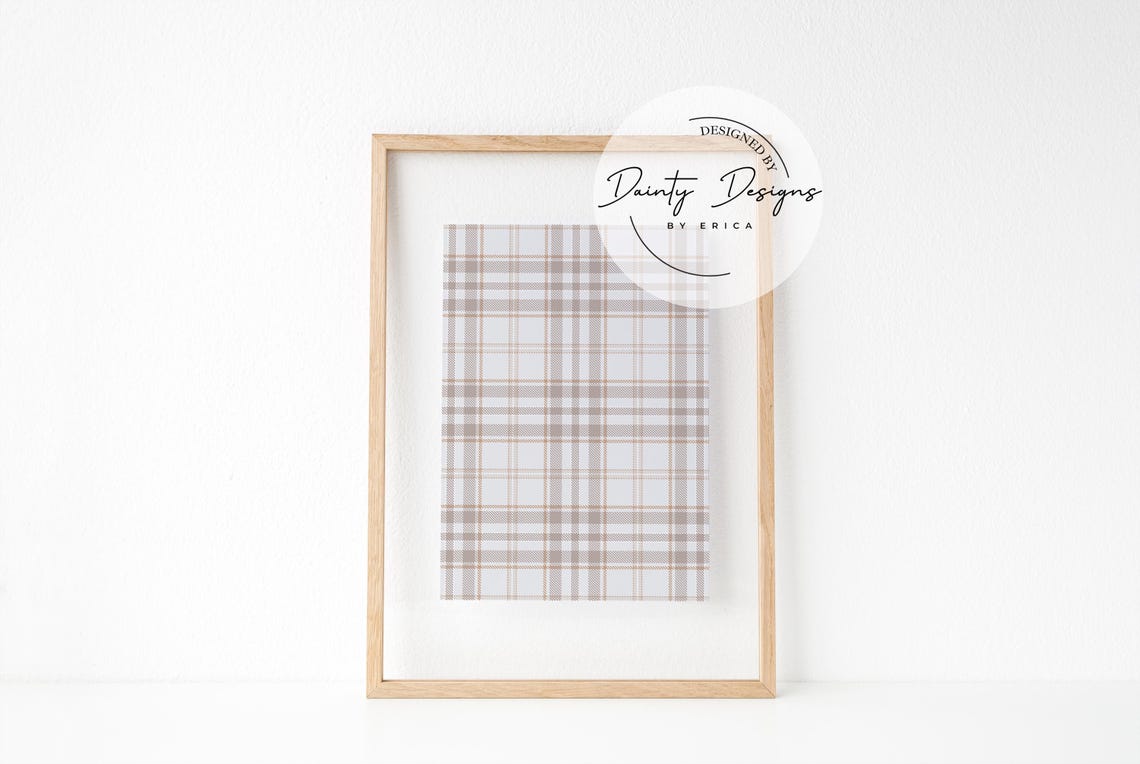 Neutral Beige Plaid Pattern Poster Rustic Fall Check Wall Decor - Image 2