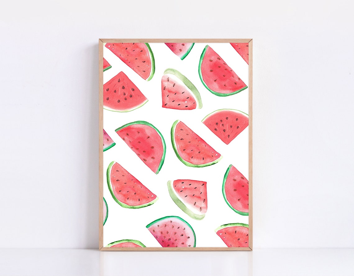 Watercolor Watermelon Slices Summer Fruit Kitchen Art Poster - Image 4