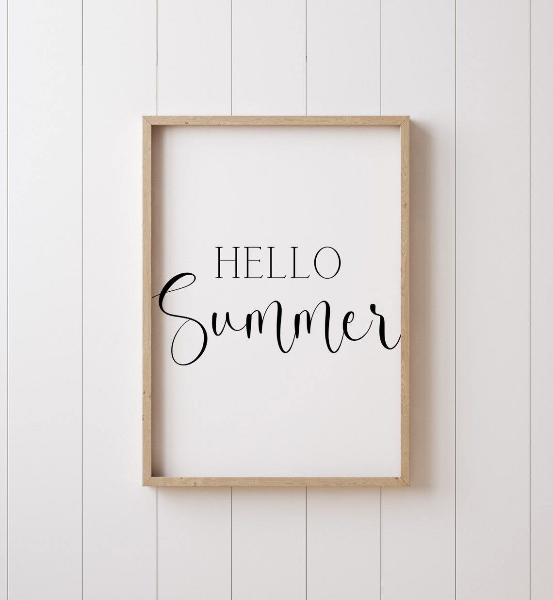 Hello Summer Elegant Script Typography Minimalist Wall Decor Print - Image 2