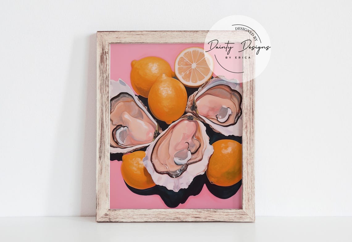 Oysters and Lemons Bold Kitchen Food Painting Pop Art Poster - Image 2