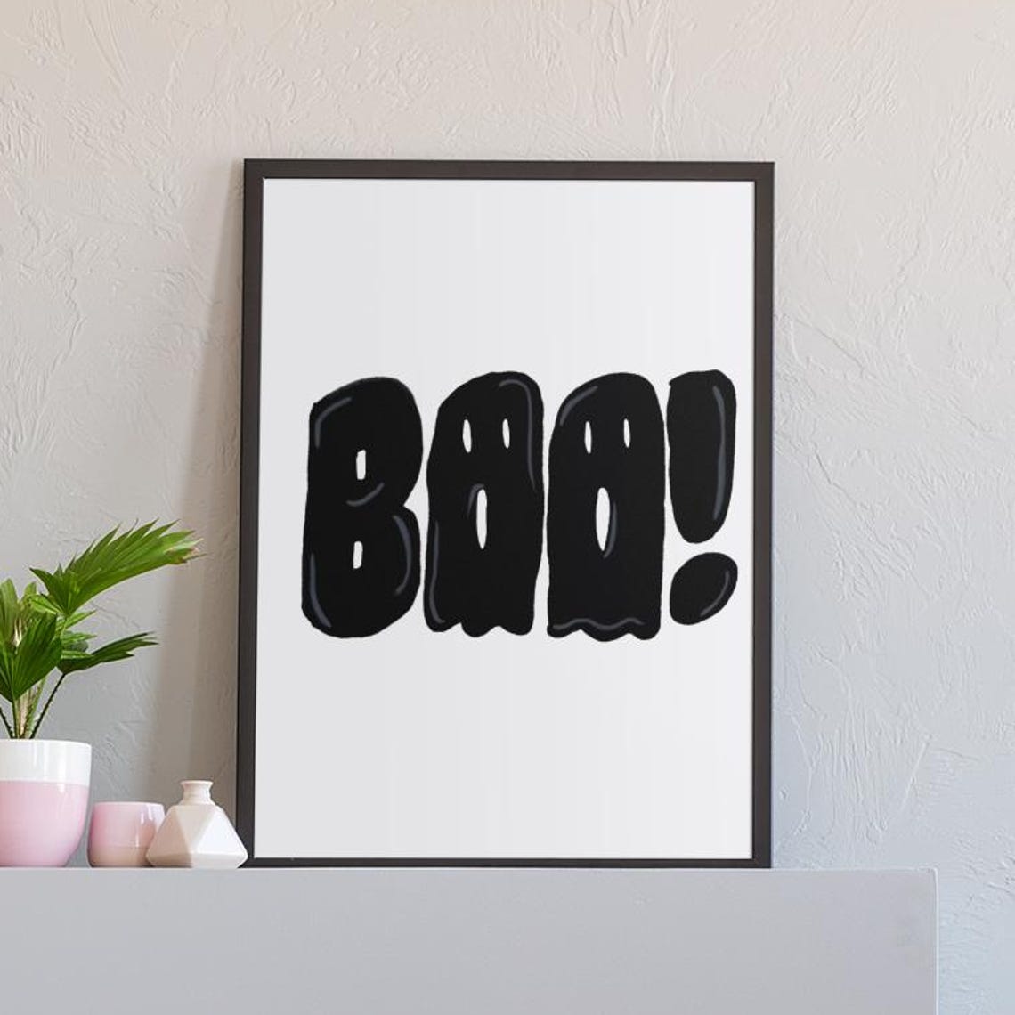Boo Ghost Bubble Letters Black White Modern Halloween Poster