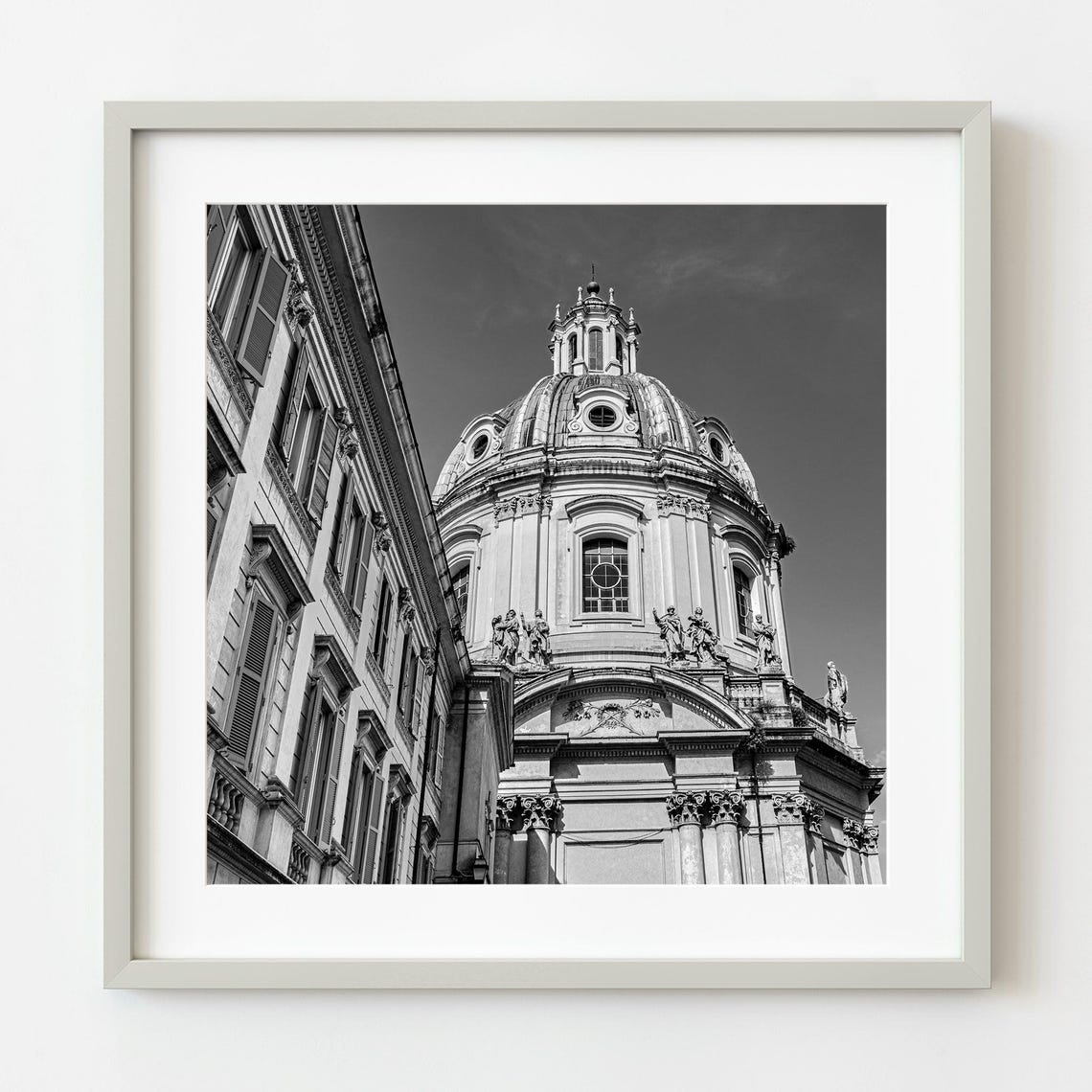 Baroque Church Dome Black and White European Architecture Poster