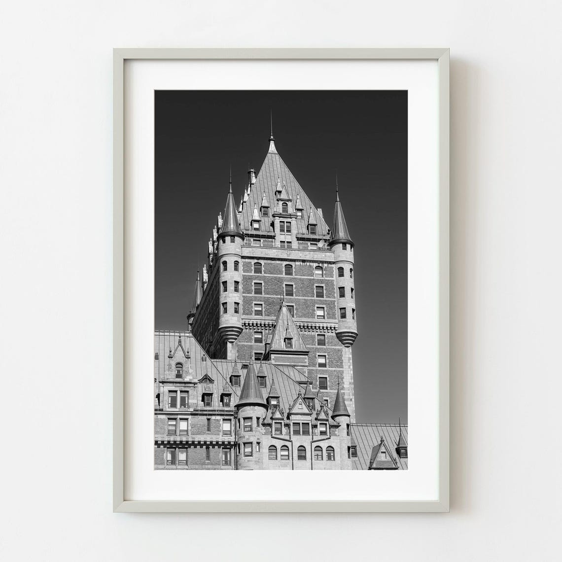 Historic Chateau Frontenac Quebec City Tower Black White Print
