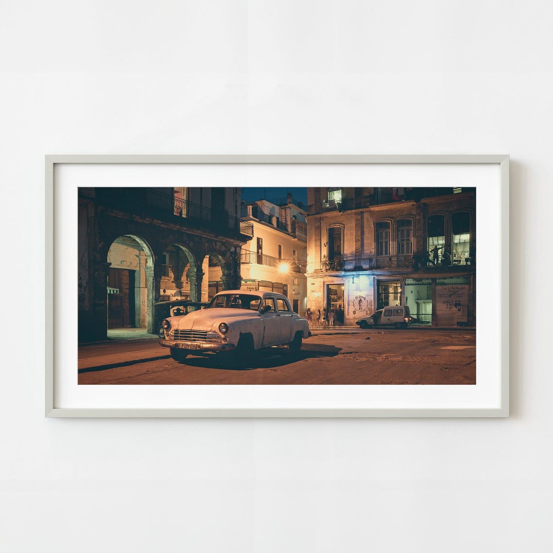 Old Havana District At Night Wall Art