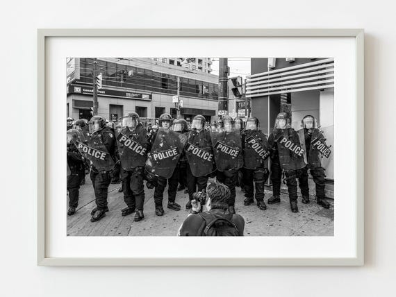 Police In Riot Gear Being Photographed At G20 Summit Wall Art