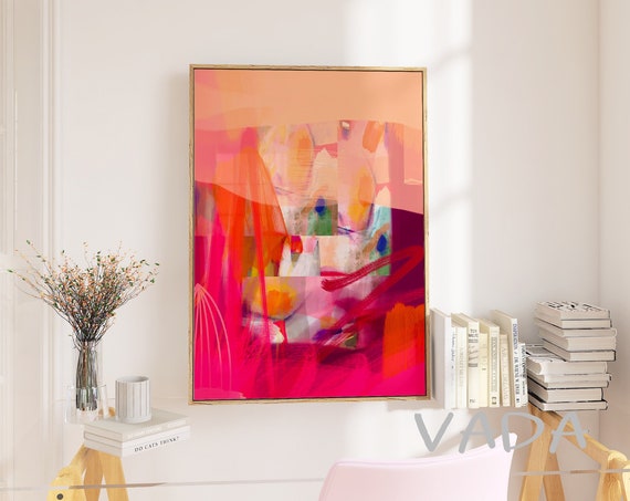 Fuchsia Coral Abstract Art Print, Modern Decor