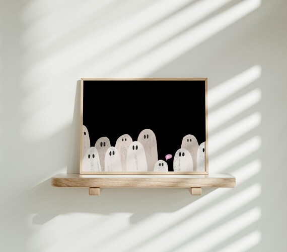 Halloween Decor Cute Ghosts Spooky Wall Minimal Black And White Print For Kids
