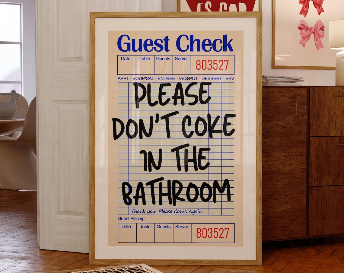 Please Don’t Coke In The Bathroom Poster, Preppy